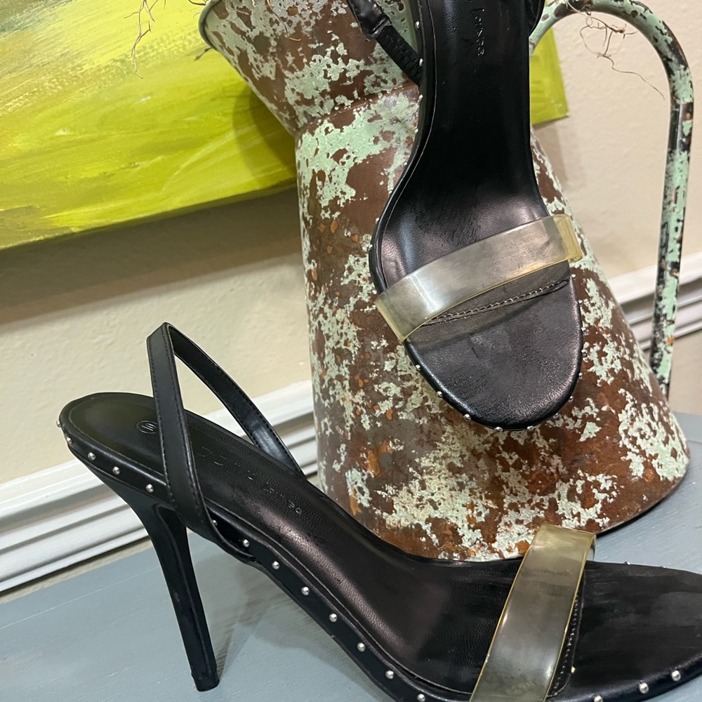 Elegant Black and Silver Studded Sole- Women's Heels